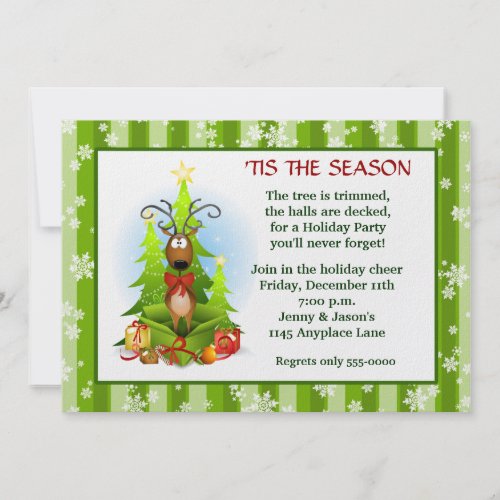 Cute Reindeer Christmas Party Invitation invitation