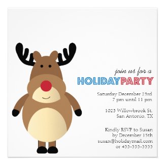 Cute Reindeer Modern Holiday Invite
