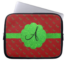 Cute reindeer monogram laptop computer sleeves