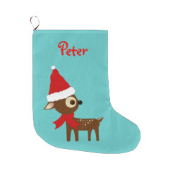 Cute Reindeer Name Personalized Christmas Stocking Large Christmas Stocking