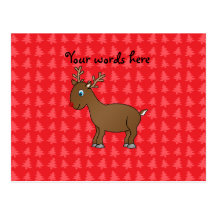 Cute reindeer red christmas tree background postcards