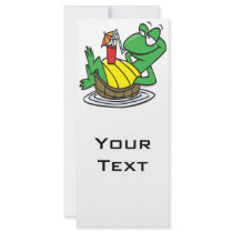 cute relaxing floating turtle cartoon rack card design