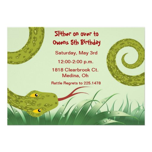 cute reptile birthday party invitation