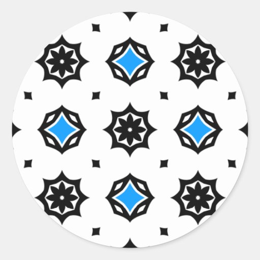Cute retro diamonds and hearts pattern round sticker