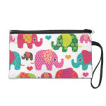 Cute retro elephant india pattern wristlet