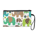 Cute retro elephants india pattern wristlet