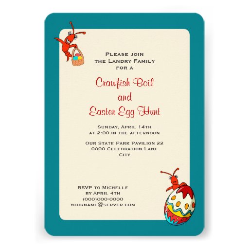 Cute Retro Feel Easter Crawfish Boil Custom Announcement