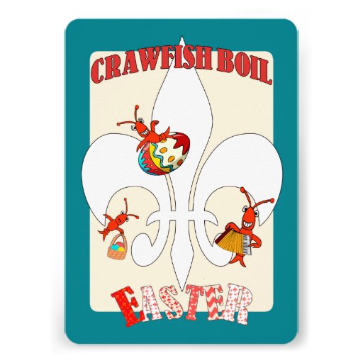 Cute Retro Feel Easter Crawfish Boil Custom Announcement (front side)