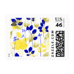 Cute Retro Floral, Yellow & Blue stamps