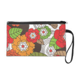 Cute retro flowers blossom summer pattern wristlet bagettes bags
