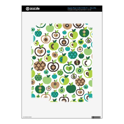 Cute retro green apple fruit pattern ipad iPad 3 decals