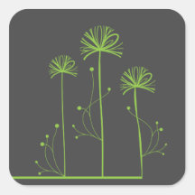 Cute Retro Green Spring Trees Stickers