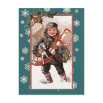 Cute Retro Illustration for the Holidays on Cards postcards by CustomizeACard Cute Retro Illustration for the Holidays on Cards postcards
