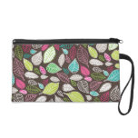 Cute retro leaves nature autumn pattern wristlet