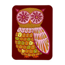 Cute Retro Owl Art Premium Magnet