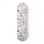 Cute retro owl bird pattern design skate deck