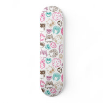 Cute retro owl bird pattern design skate deck