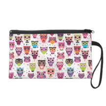 Cute retro owl bird pattern wristlet
