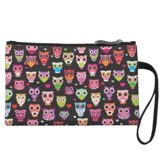Cute retro owl bird pattern wristlet