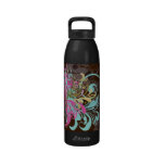 Cute Retro Pink Aqua Floral Water Bottles