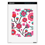 Cute retro pink blue flowers pattern ipad skins for iPad 3