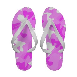 Cute Retro Pink Camouflage Pattern Flip Flops