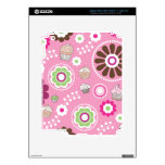Cute retro pink flower cupcake pattern ipad iPad 3 skin