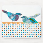 Cute Retro Polka Dot Blue Bird Modern Design Mousepad