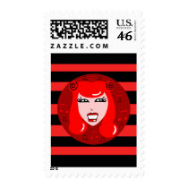 Cute Retro Radio Girl postage by toxiferousdark Cute Retro Radio Girl postage