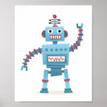 Cute retro robot android kids cartoon wall art posters