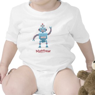 Cute retro robot cartoon personalized baby tees