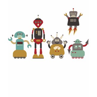 Cute Retro Robots T-Shirt shirt