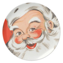 Cute Retro Santa Claus Plates