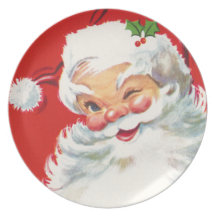 Cute Retro Santa Dinner Plate