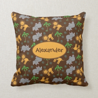 Cute Rhino, Lion, and Palm Trees Personalized