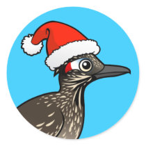 Cute Roadrunner Santa Claus Round Stickers