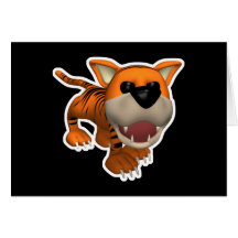 cute roaring baby tiger greeting card