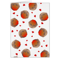 Cute Robin and Red Hearts Design Greeting Card