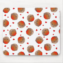 Cute Robin and Red Hearts Design Mouse Pad