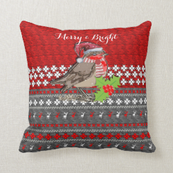 Cute Robin Christmas Themed Home Decor Pillows
