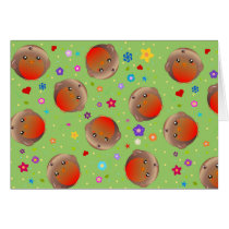 Cute robins and flowers pattern cards