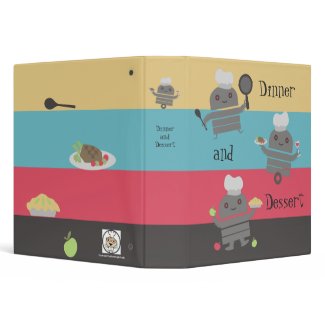 cute robot chef cooking baking recipe binder binder
