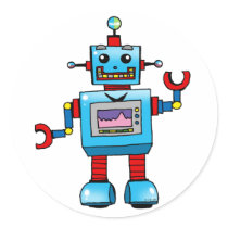 Cute robot round sticker