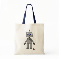 Cute Robot With A Broken Heart Tote Bags