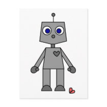 Cute Robot With A Broken Heart Post Cards