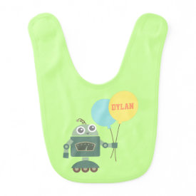 Cute Robot with Balloons For Babies Bibs