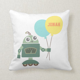 Cute Robot with Balloons for kids room Pillow