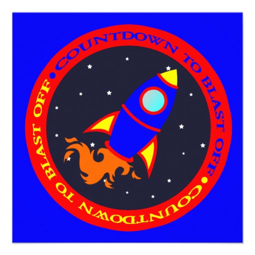 Cute Rocket / Space Theme Kids Birthday Personalized Announcement