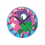 Cute rockets round wallclock