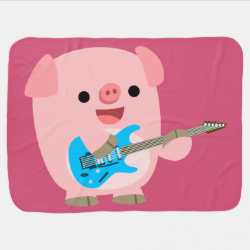 Cute Rockin' Cartoon Pig Baby Blanket
